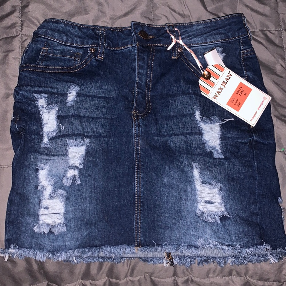 Ripped Jean Skirt